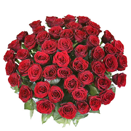 Магазин цветов, Цветы на заказ курьером, 55 красных роз в прекрасном букете.