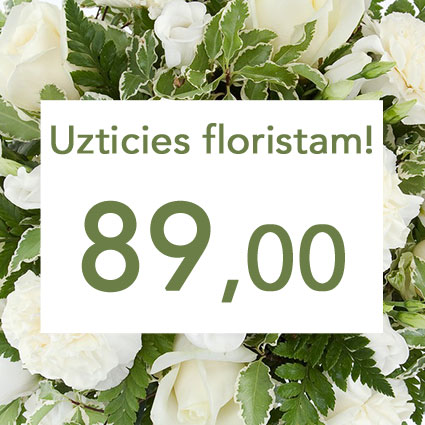 Ziedu piegāde Rīgā. Uzticies floristam! Izveidosim skaistu pušķi baltos toņos izvēlētās summas ietvaros. Pārsteigums un