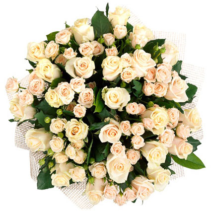 Ziedi Rīga. Elegants un grezns krēmkrāsas rožu pušķis.

Ziedu klāsts ir ļoti plašs. Var gadīties, ka izvēlētie ziedi var