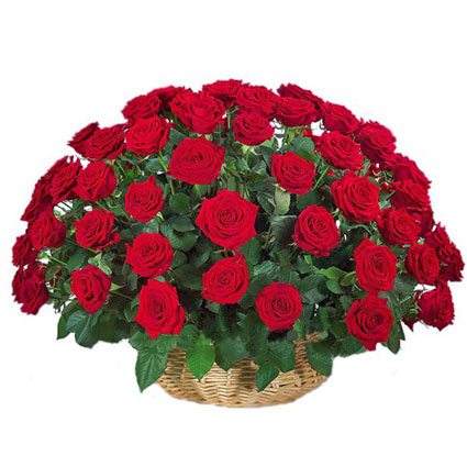 Flower delivery Latvia, Arrangement of 49 red roses in basket