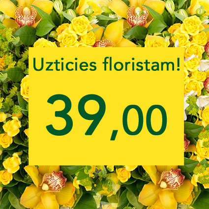 Ziedu piegāde Rīgā. Uzticies floristam! Izveidosim skaistu pušķi dzeltenos toņos izvēlētās summas ietvaros. Pārsteigums un