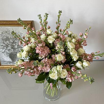 Bouquet of roses and matthiola