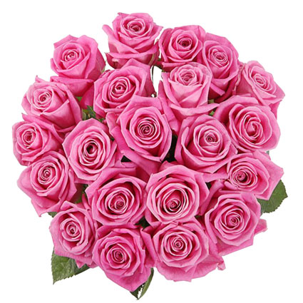 Pirkt rozā rozes Rīgā, Ziedu pušķī 21 rozā roze, Ziedu piegāde Rīgā.