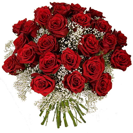 Flower delivery. Bouquet of 15 or 29 red roses. Rose stem length 60 cm.