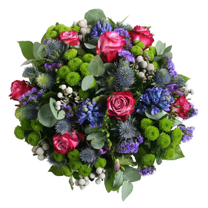 Flower delivery Latvia. Flower bouquet inspired by the Capricorn zodiac sign. Invigorating blue along with the balanced